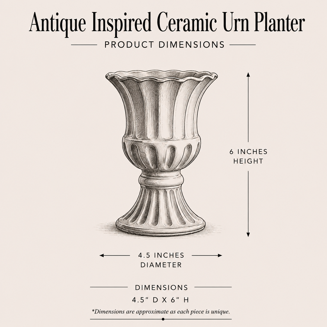 Antique Inspired Ceramic Urn Planter - Luxe B Co