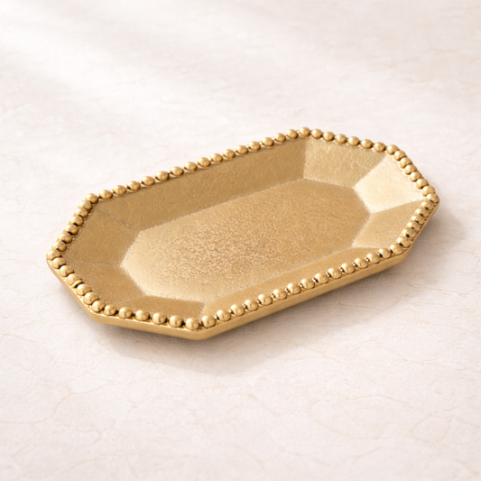 Beaded Gold Aluminum Tray - Luxe B Co