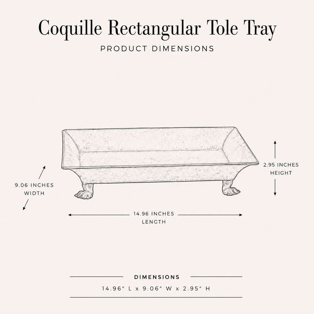Coquille Rectangular Tole Tray - Luxe B Co