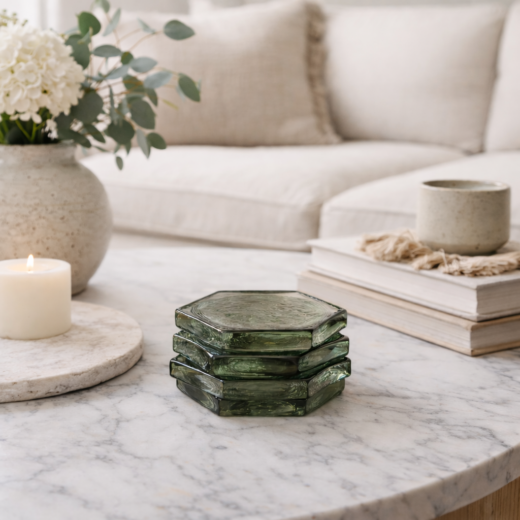 Hexagon Glass Coasters - Luxe B Co