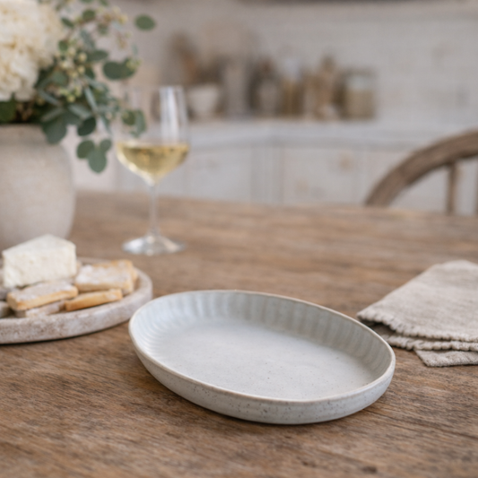 Textured White Ceramic Platter