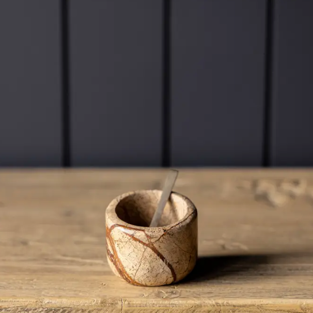 Chocolate Marble Salt Cellar With Spoon | By Luxe B Co. 