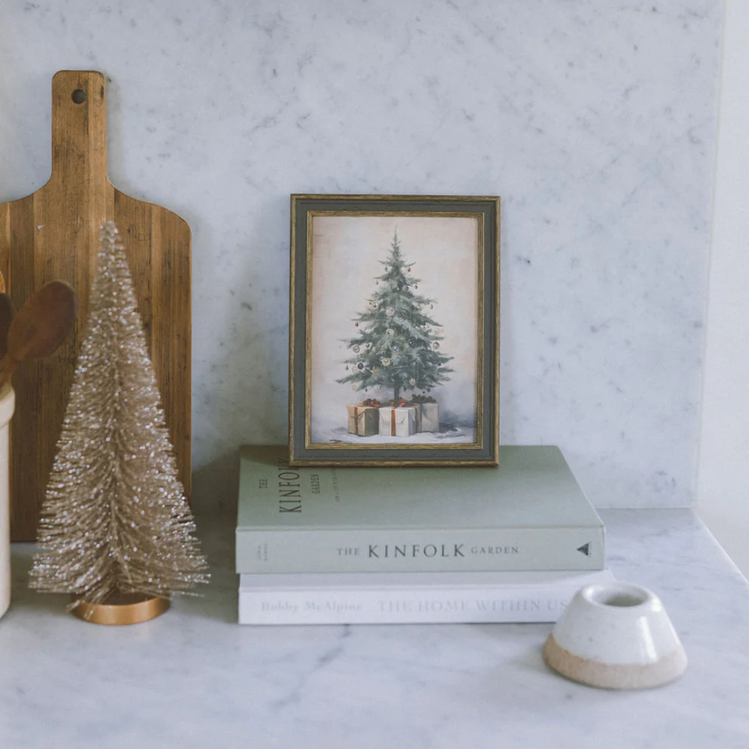 Christmas Tree With Presents Framed Antique Inspired Art | By Luxe B Co