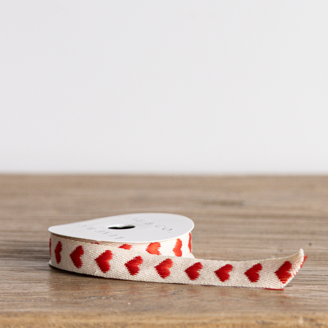 Classic Red Hearts Woven Ribbon | By Luxe B Co.