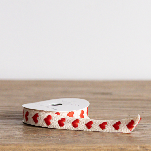 Classic Red Hearts Woven Ribbon | By Luxe B Co. 