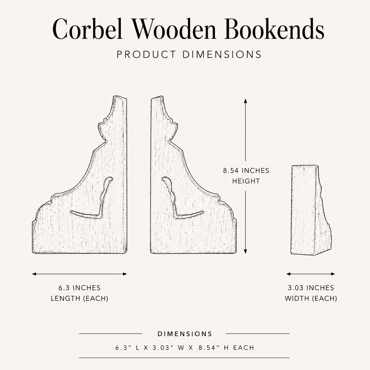 Corbel Wooden Bookends By Luxe B Co. 