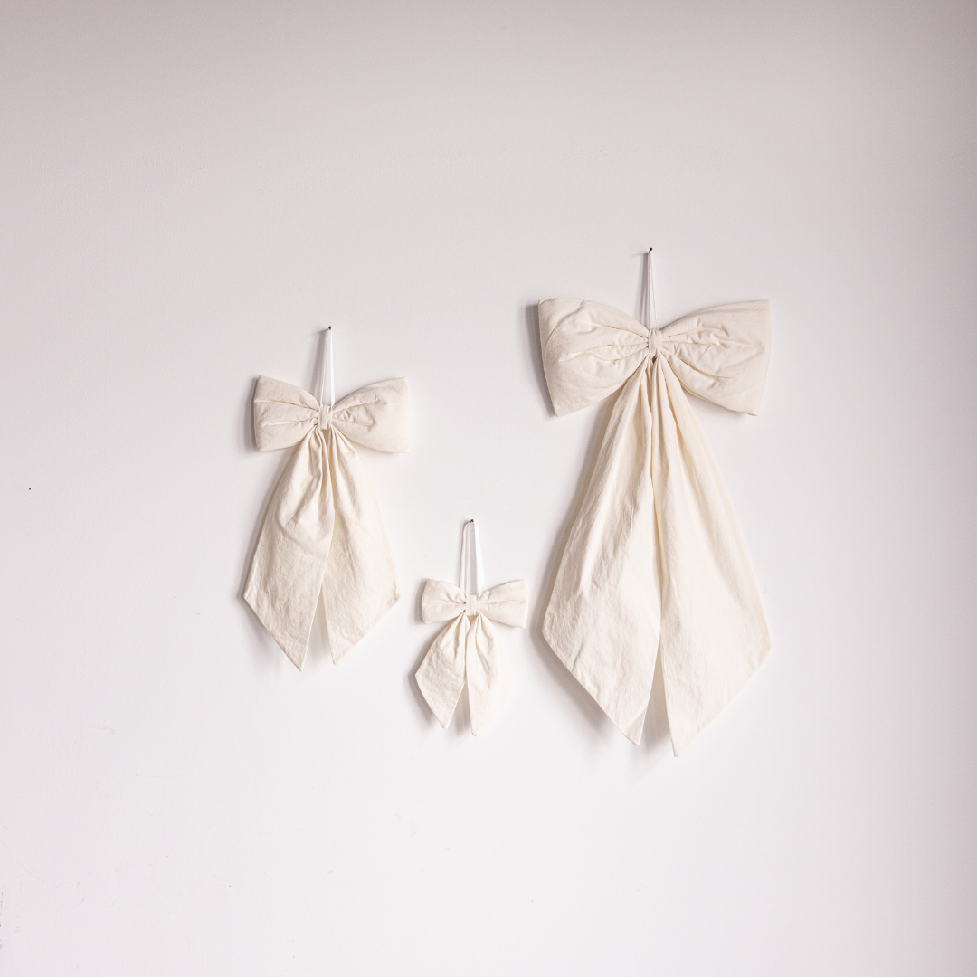 Cream Cotton Fabric Bows By Luxe B Co. 