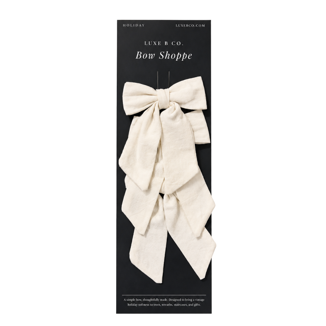 Cream Cotton Mini Fabric Bows with Clips Set By Luxe B Co. 