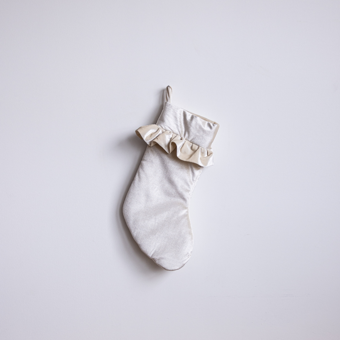 Cream Velvet Holiday Stocking By Luxe B Co. 