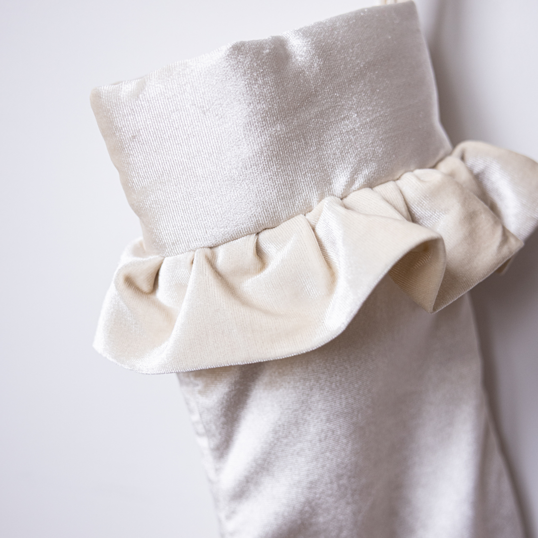 Cream Velvet Holiday Stocking By Luxe B Co. 