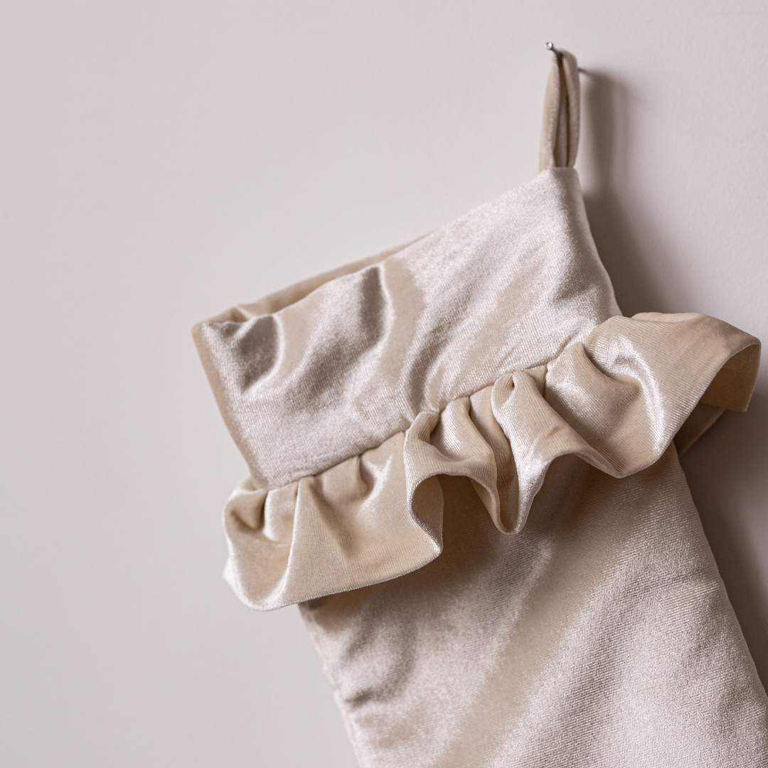 Cream Velvet Holiday Stocking By Luxe B Co. 