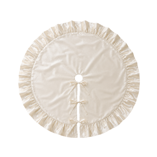 Cream Velvet Ruffle Tree Skirt By Luxe B Co. 
