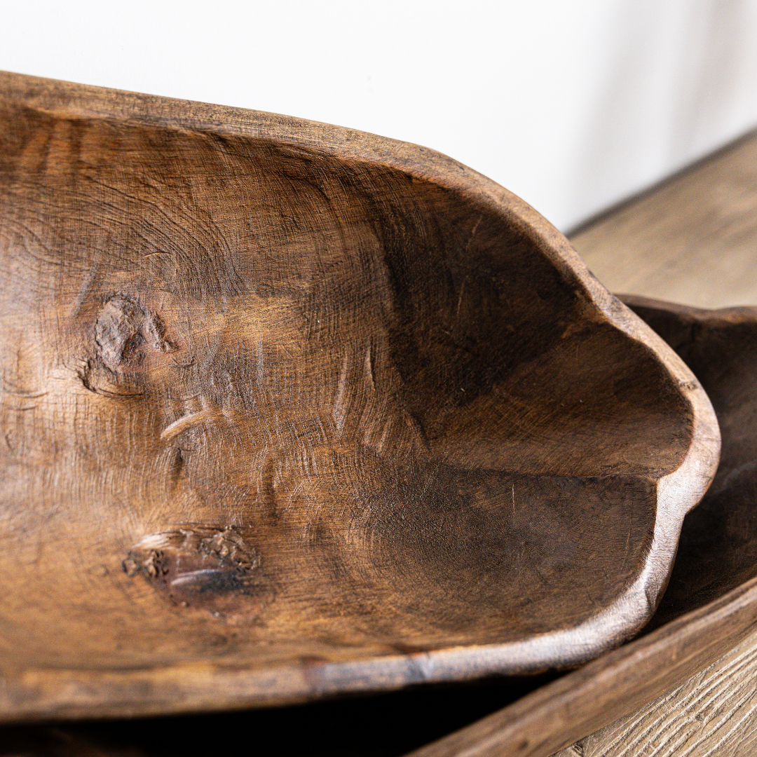 Dark Wooden Dough Bowl - Luxe B Co