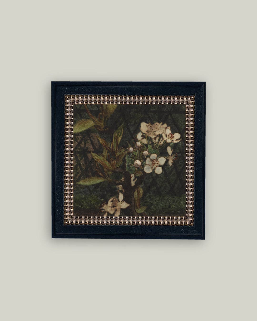 Dark Apple Blossoms Framed Antique Art - Luxe B Co