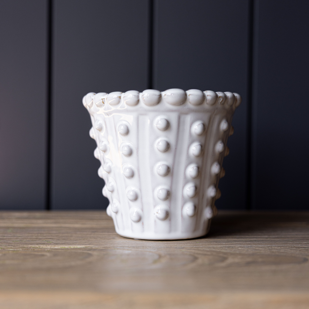 Dotted White Planter | By Luxe B Co.