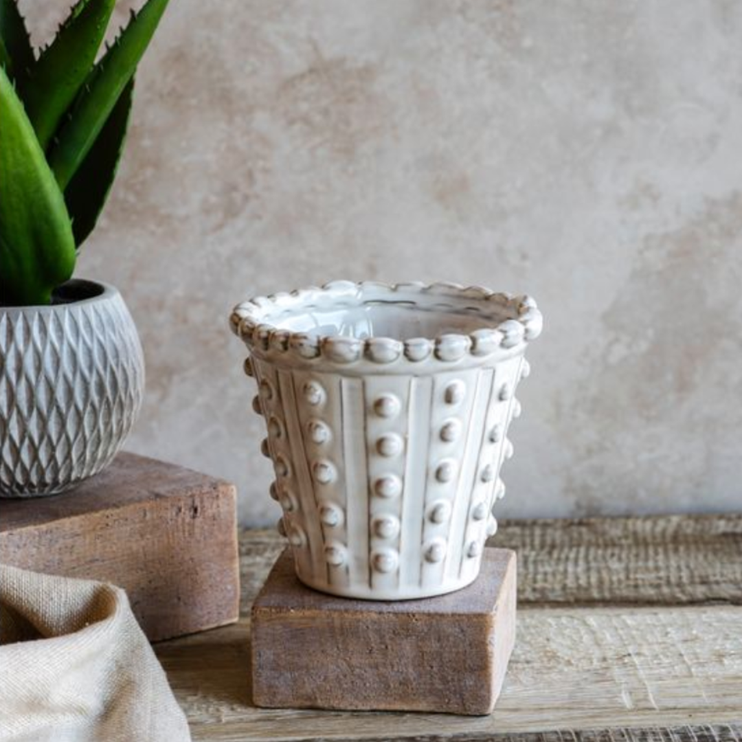 Dotted White Planter | By Luxe B Co