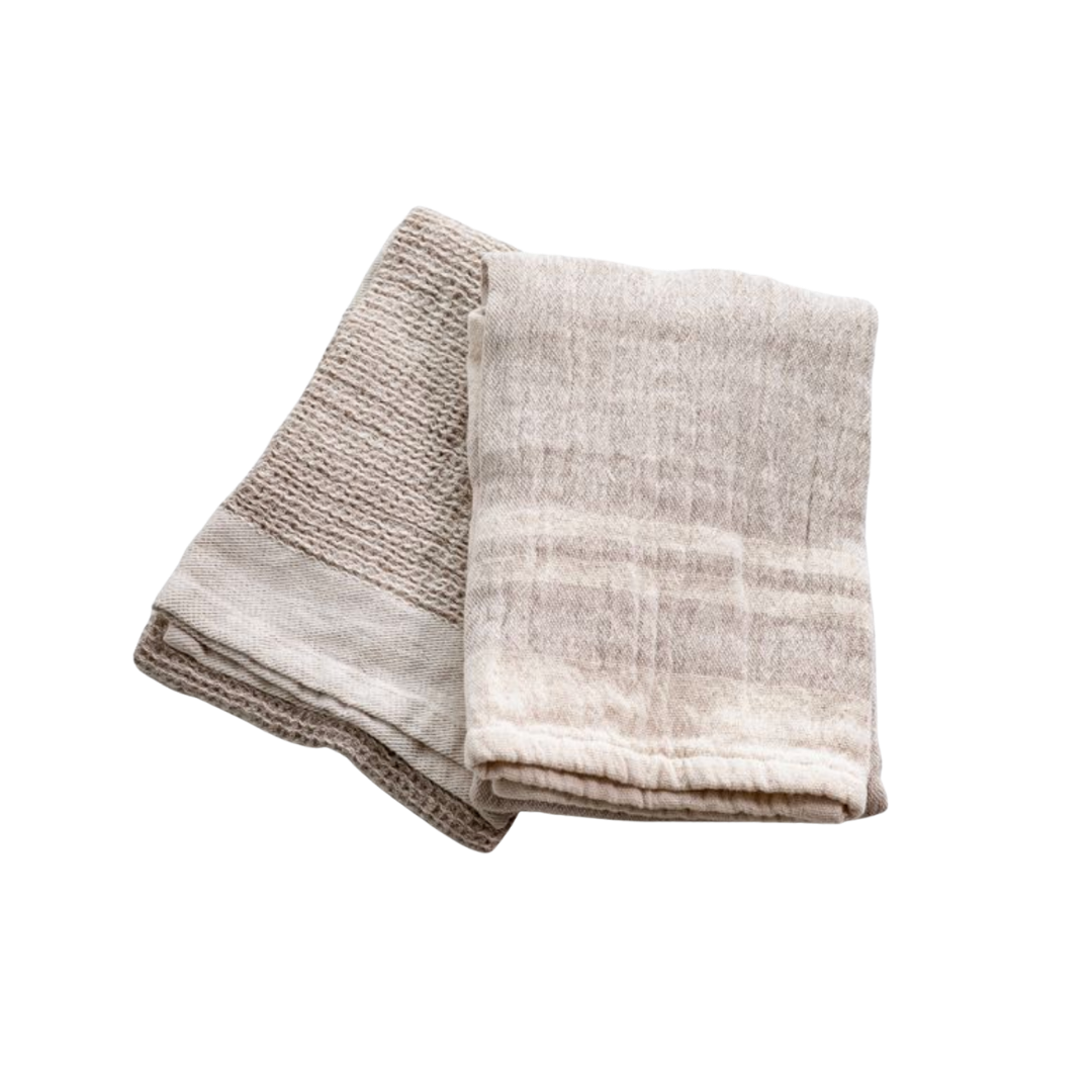 Double Stripe Natural Waffle Dish Towels | By Luxe B Co. 