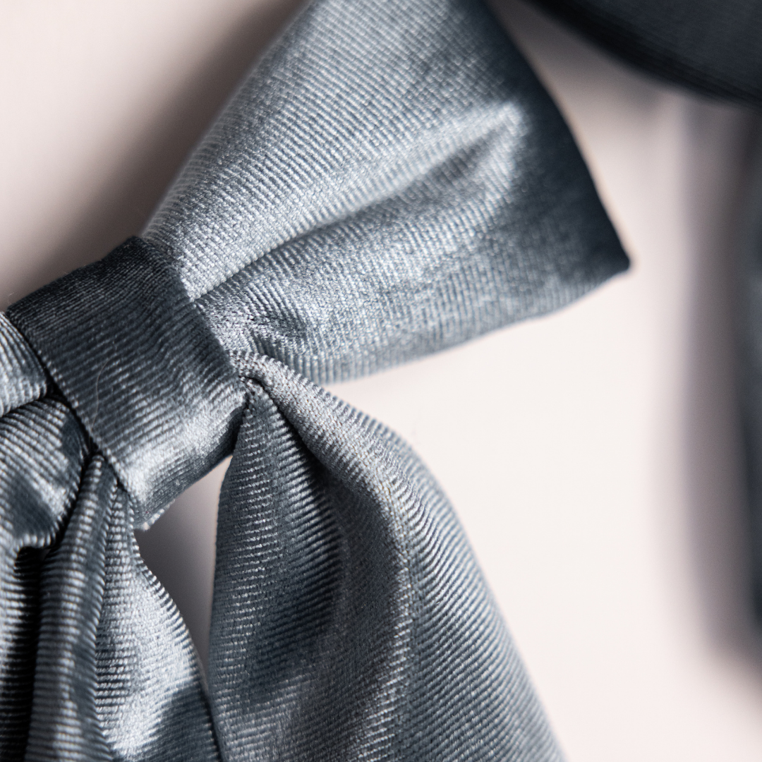 Dusty Blue Velvet Fabric Bow Garland By Luxe B Co. 