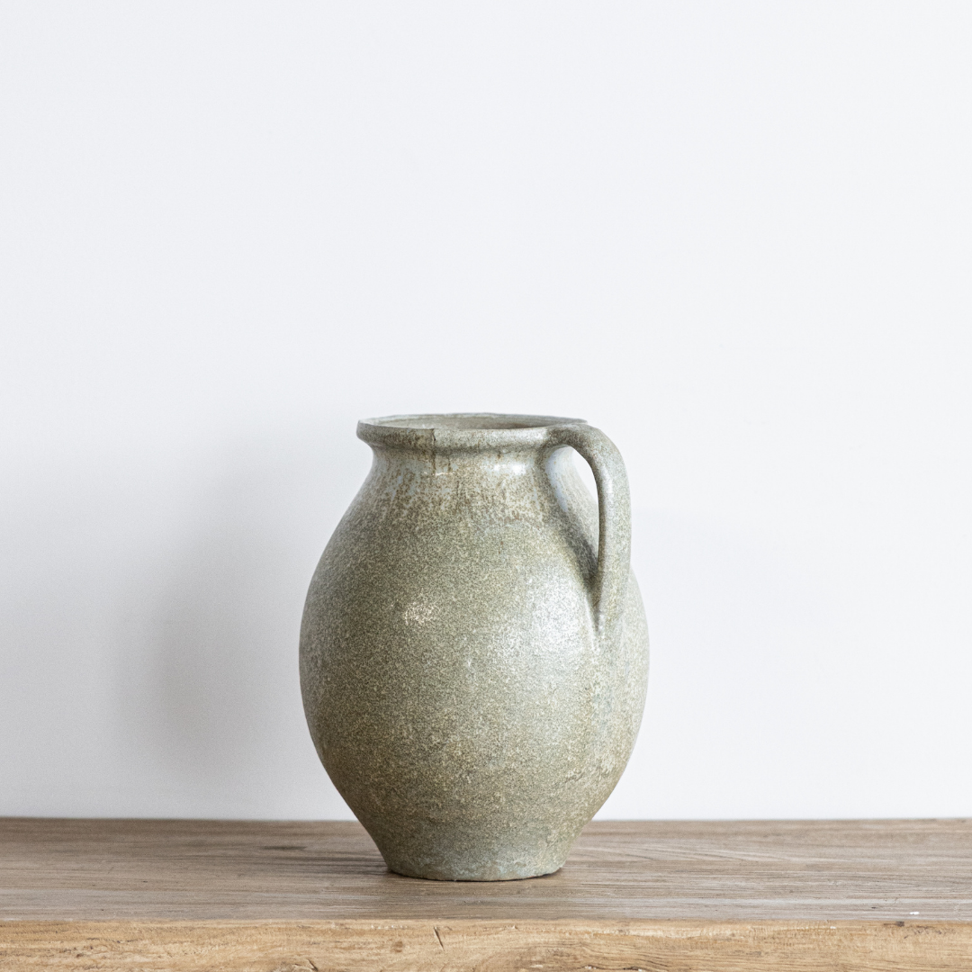 Earthy Green Terracotta Handled Jug | By Luxe B Co.