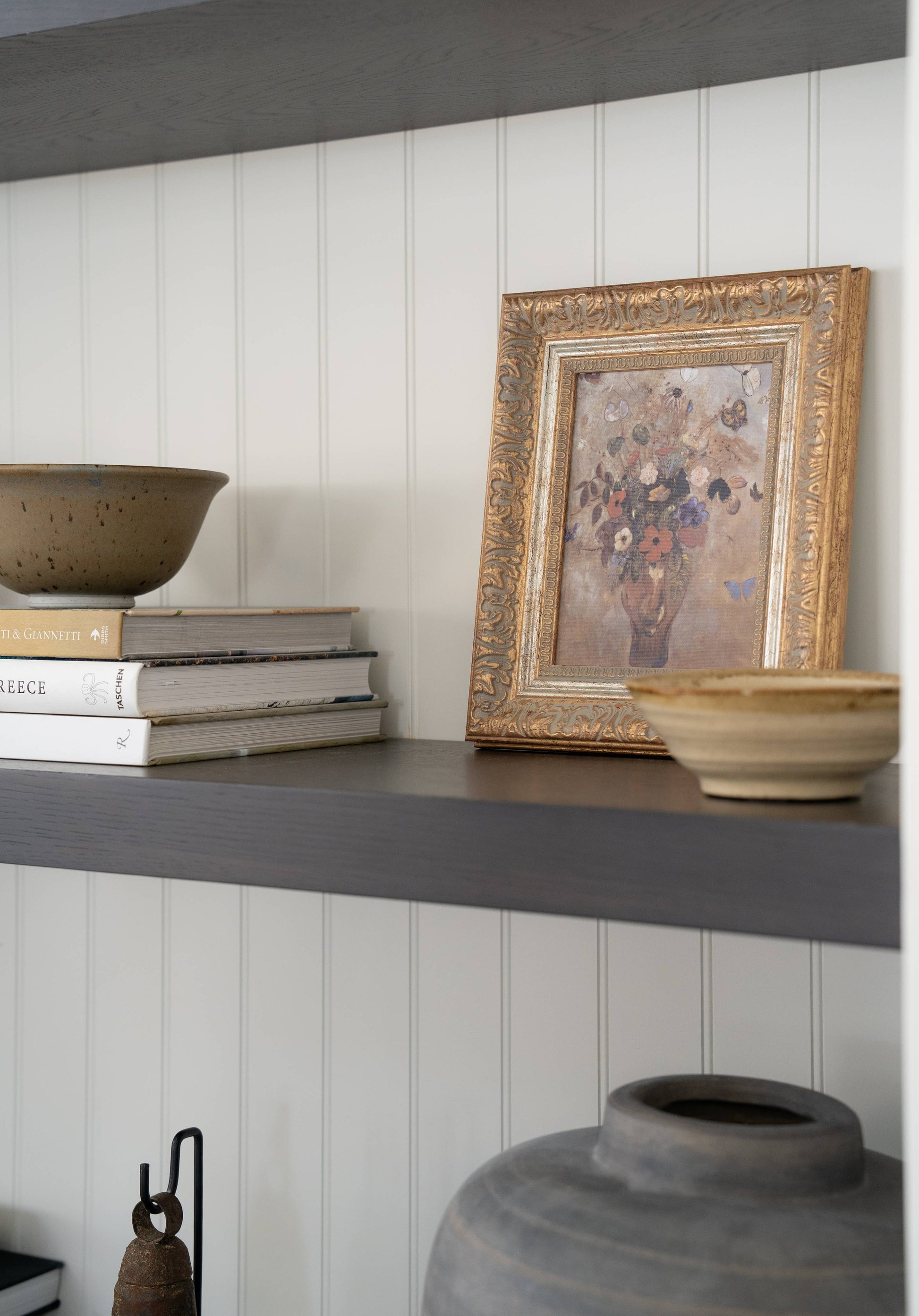 Flower Butterfly Vase Framed Antique Art - Luxe B Co