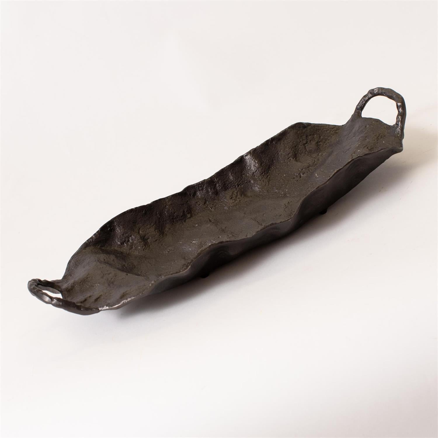 Decorative forged aluminum tray by Luxe B Co., featuring a sleek, handcrafted design perfect for home decor and serving.