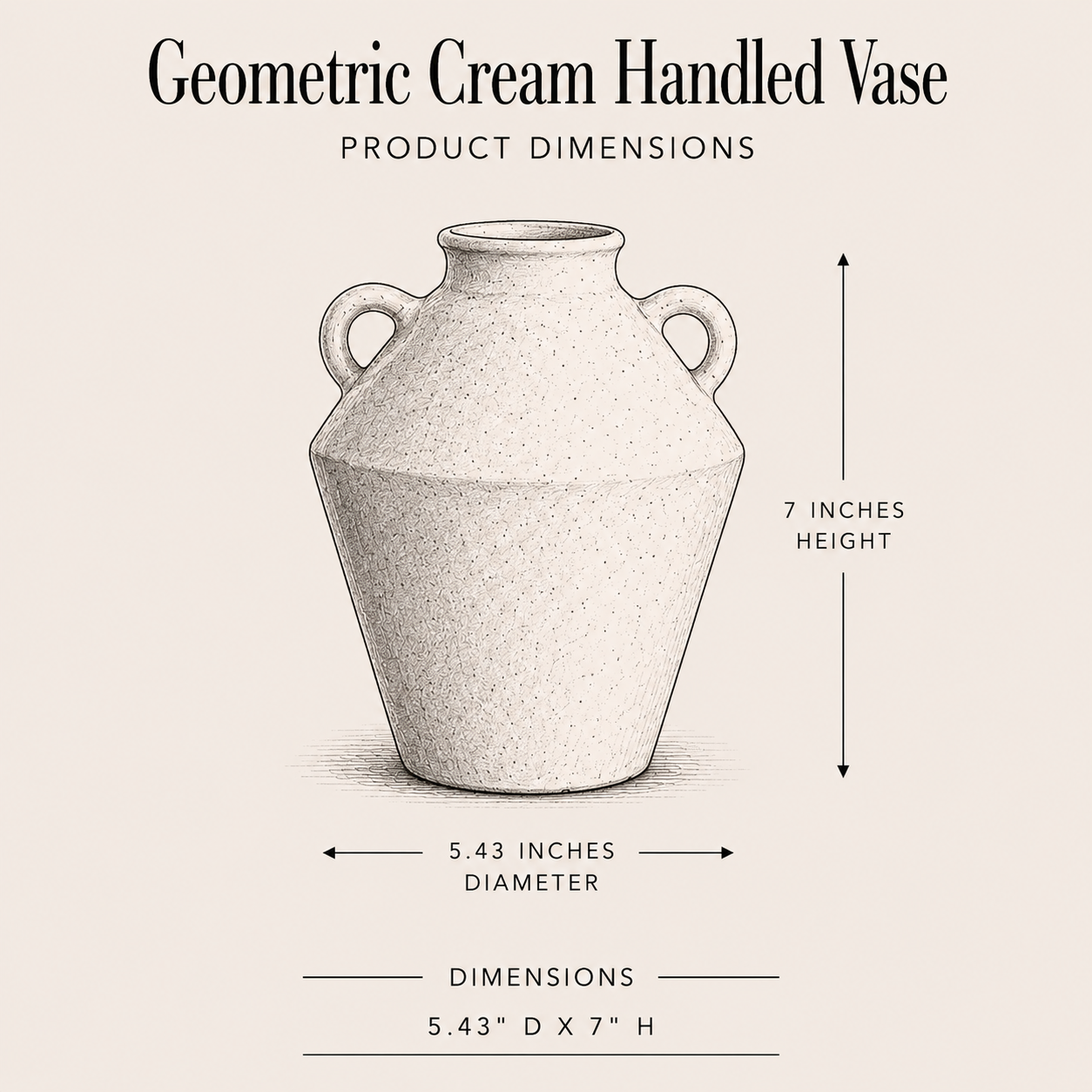 Geometric Cream Handled Vase By Luxe B Co. 