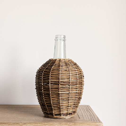 Glass Bottle With Willow Cover | By Luxe B Co.