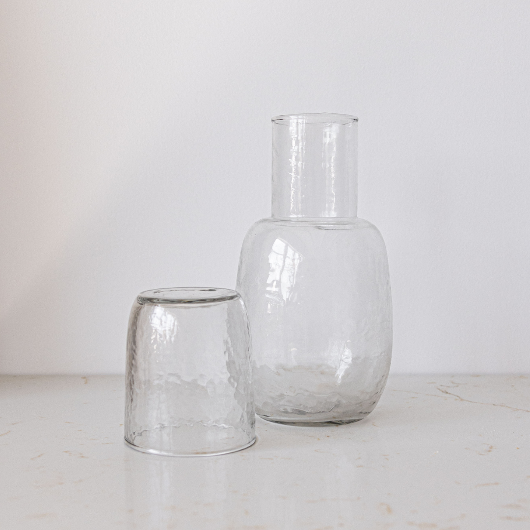 Glass Carafe With Tumbler Set | By Luxe B Co