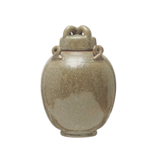 Glazed Green Stoneware Cachepot | By Luxe B Co.