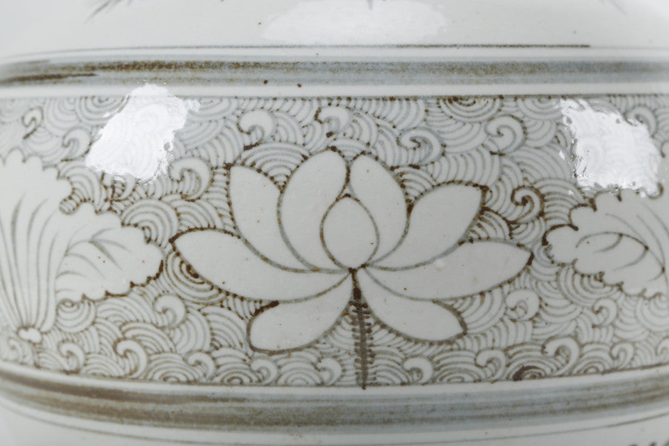 Glazed Lotus Motif Vase | By Luxe B Co.