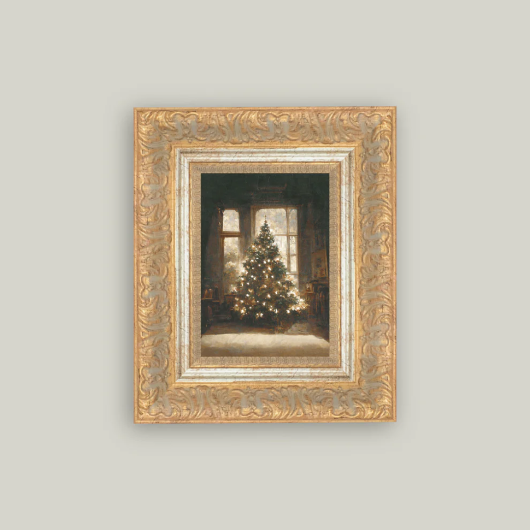 Glowing Christmas Tree Framed Antique Inspired Art | By Luxe B Co