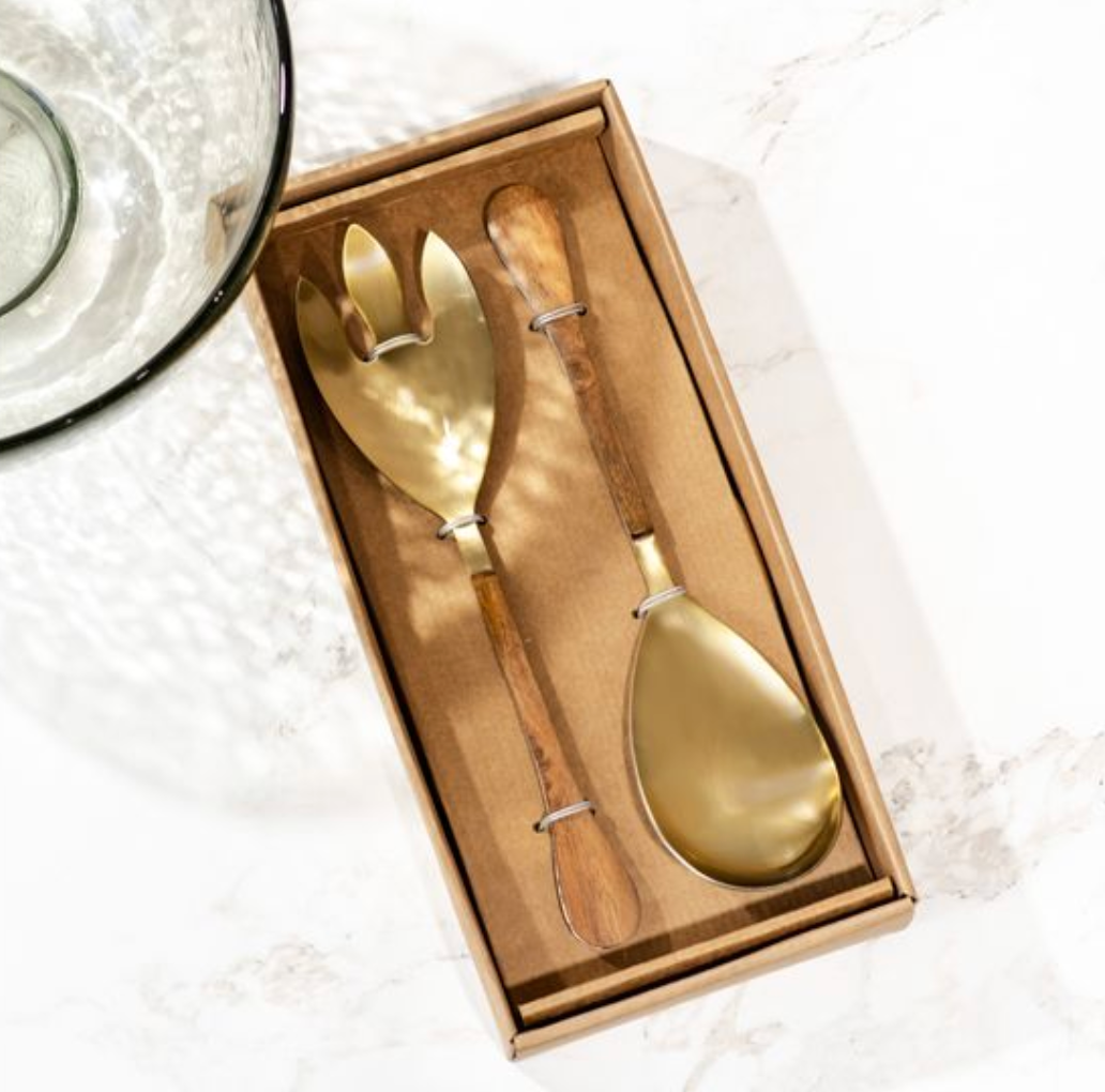 Gold Stainless Steel Salad Server Set| By Luxe B Co.