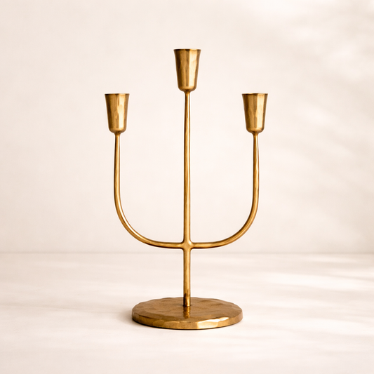 Gold 3 Arm Candelabra Large By Luxe B Co. 