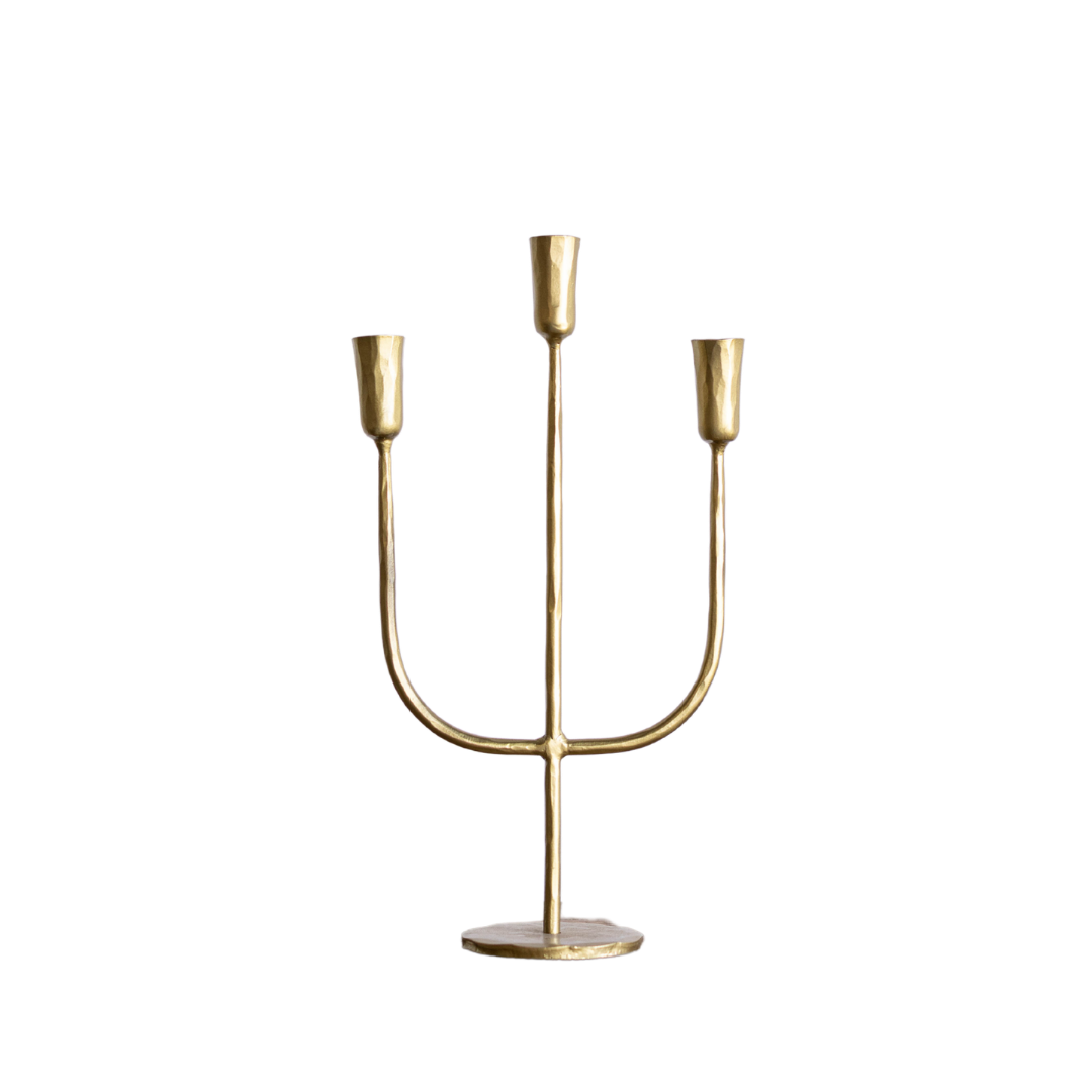 Gold 3 Arm Candelabra Large By Luxe B Co. 