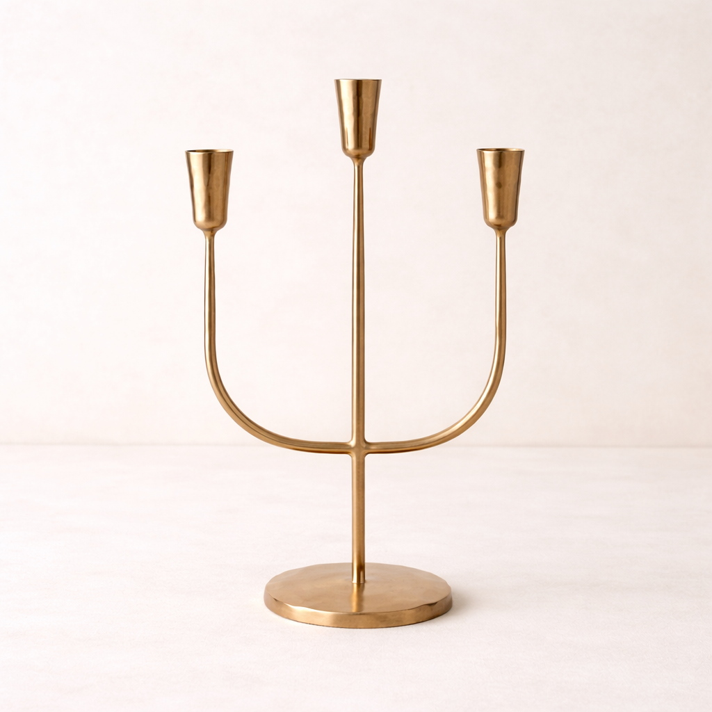 Gold 3 Arm Candelabra Small By Luxe B Co. 