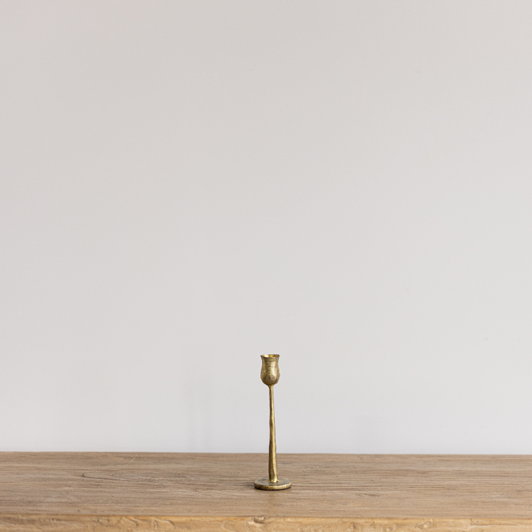 Gold Brushed Iron Candlestick | By Luxe B Co. 