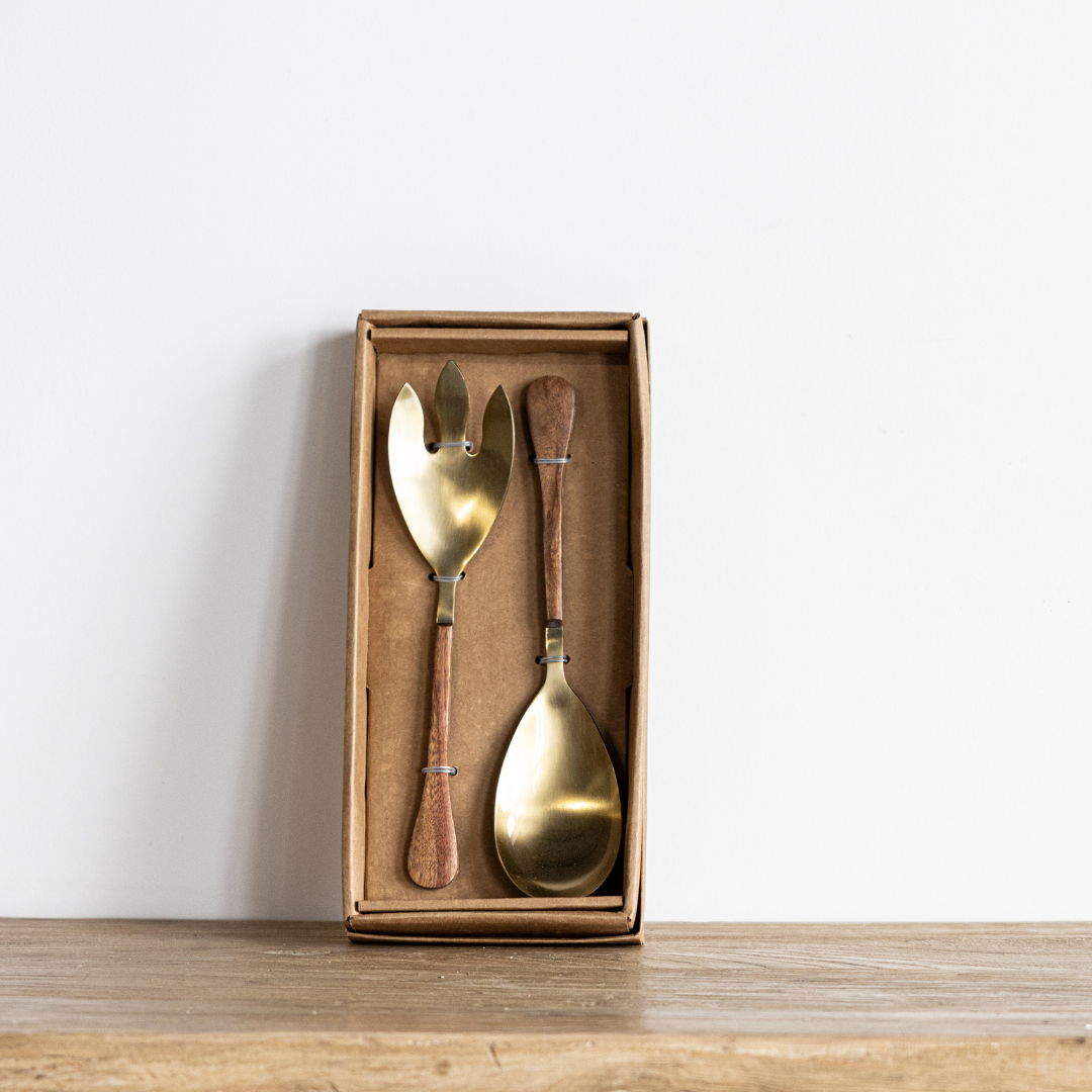 Gold Stainless Steel Salad Server Set | By Luxe B Co.