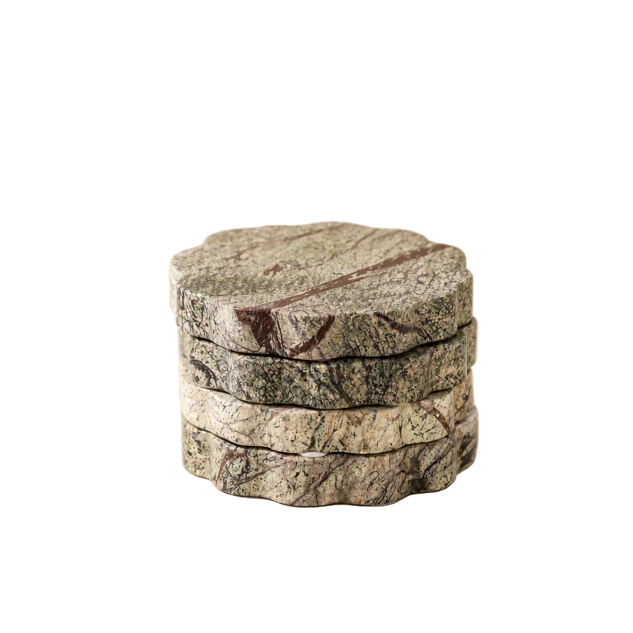 Green Marble Scalloped Coasters By Luxe B Co. 