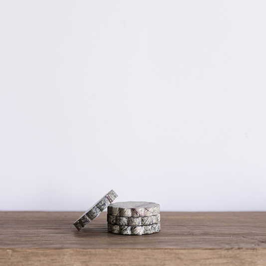Green Marble Scalloped Coasters By Luxe B Co.