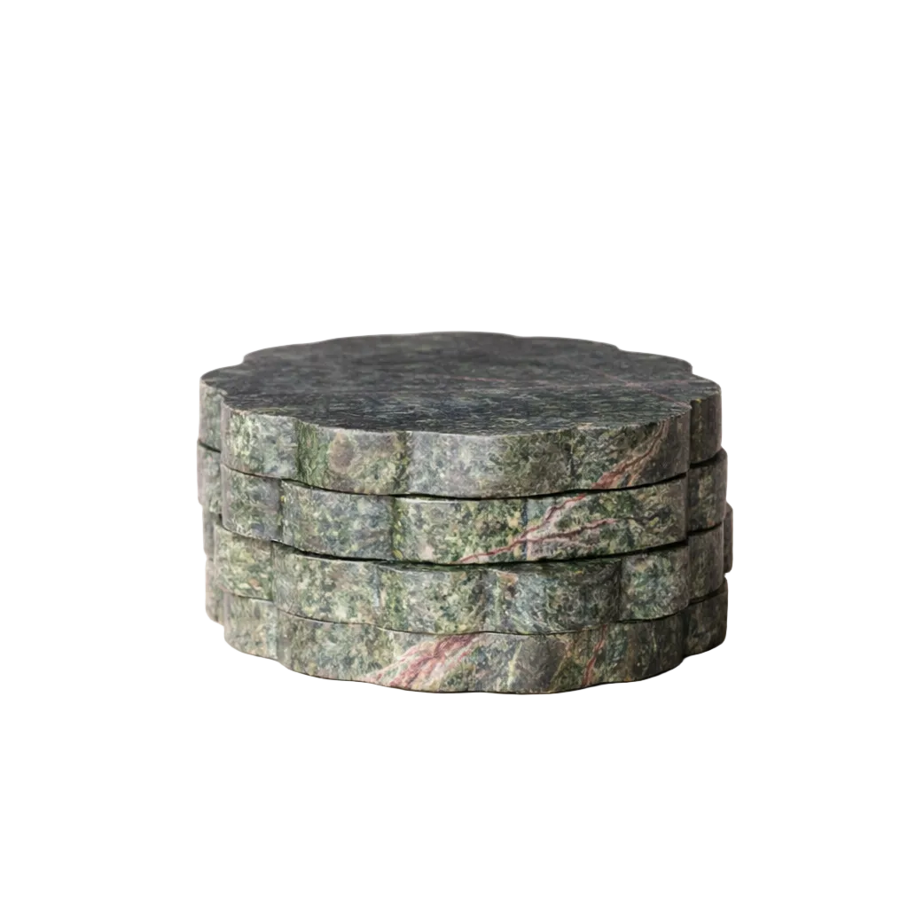 Green Marble Scalloped Coasters | By Luxe B Co.