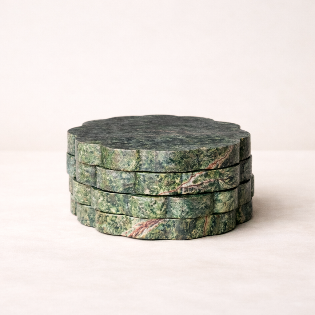 Green Marble Scalloped Coasters | By Luxe B Co.