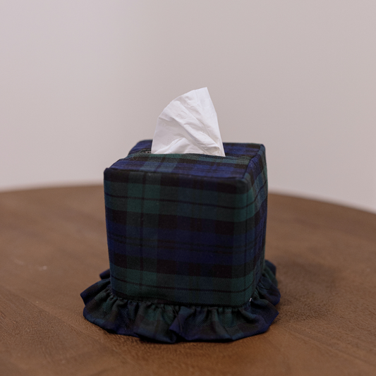 Green Plaid Cotton Tissue Box Cover By Luxe B Co. 
