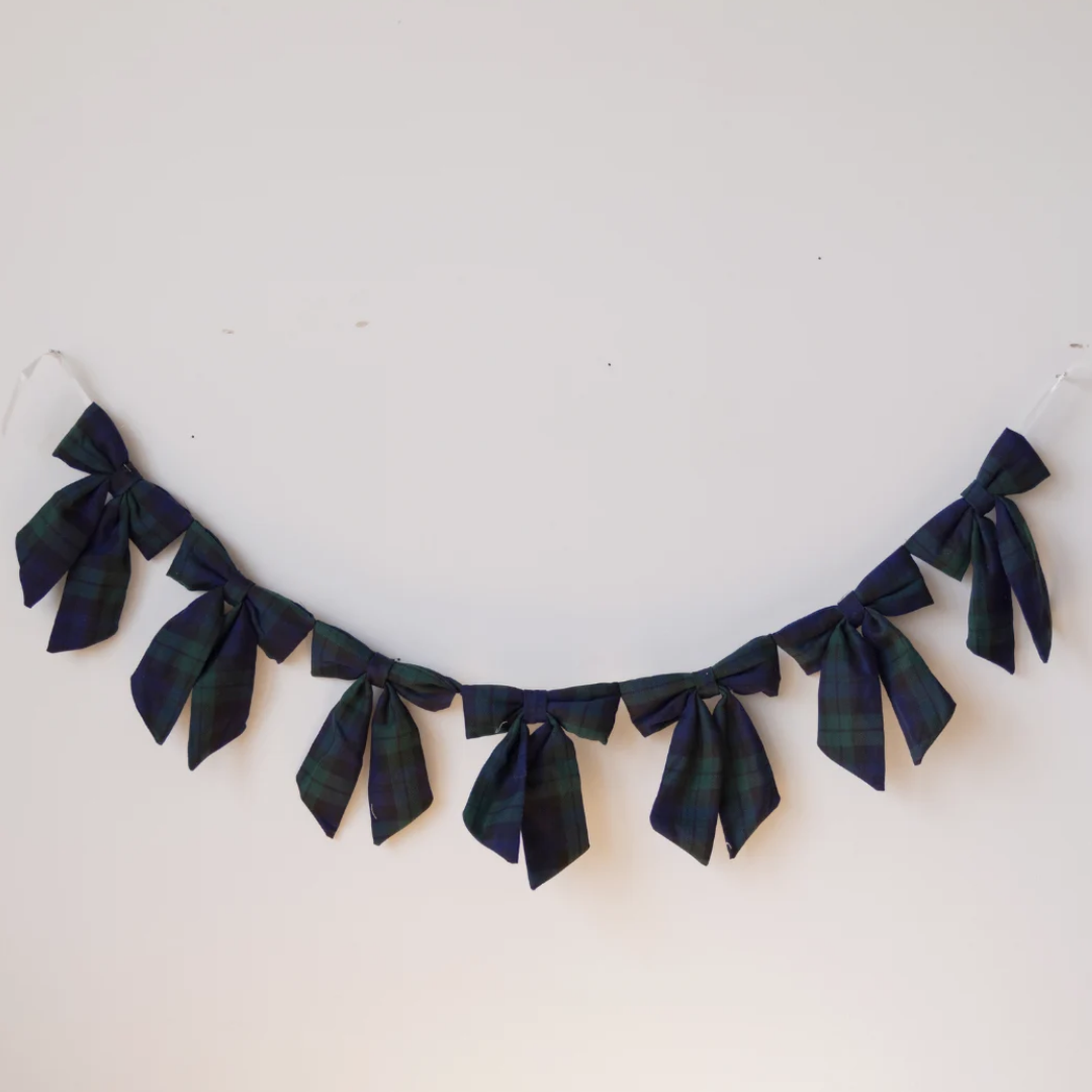 Green Plaid Fabric Bow Garland By Luxe B Co. 