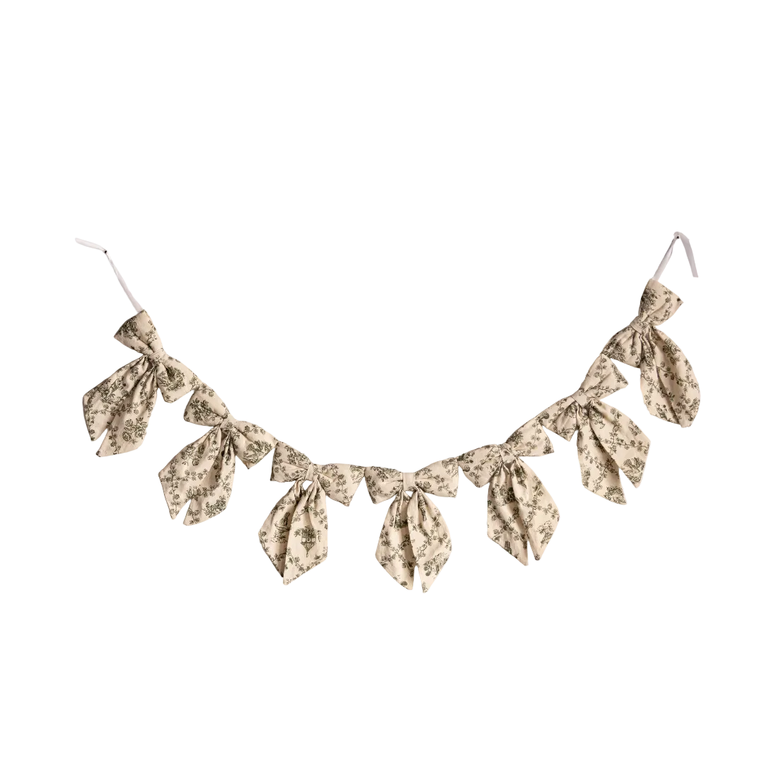 Green Toile de Jardin Fabric Bow Garland By Luxe B Co. 
