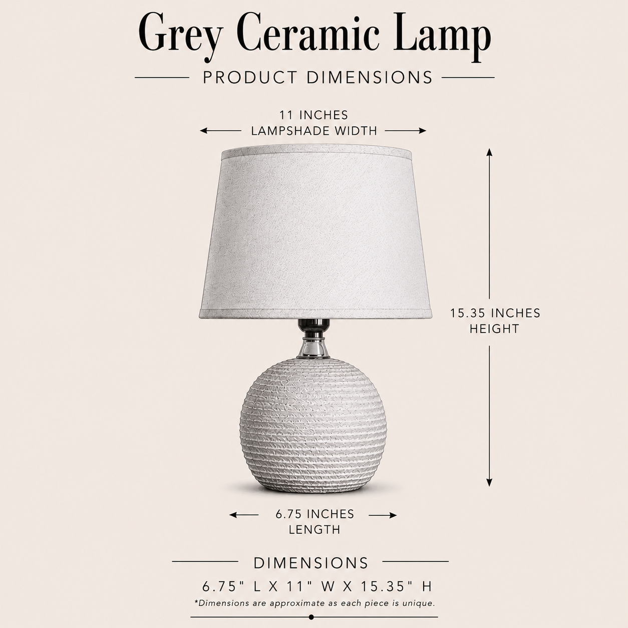 Grey Ceramic Lamp By Luxe B Co. 