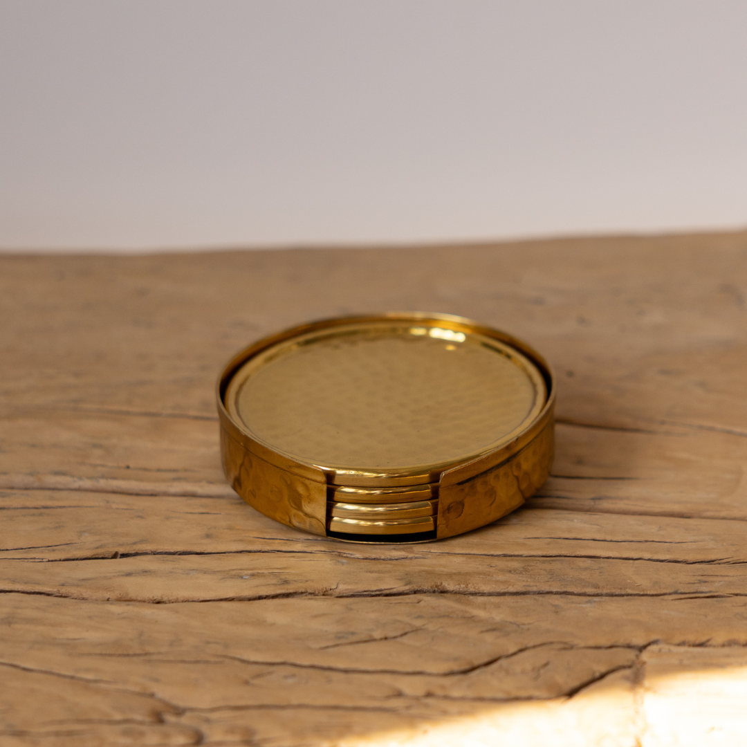 Hammered Brass Coasters Set | By Luxe B Co 