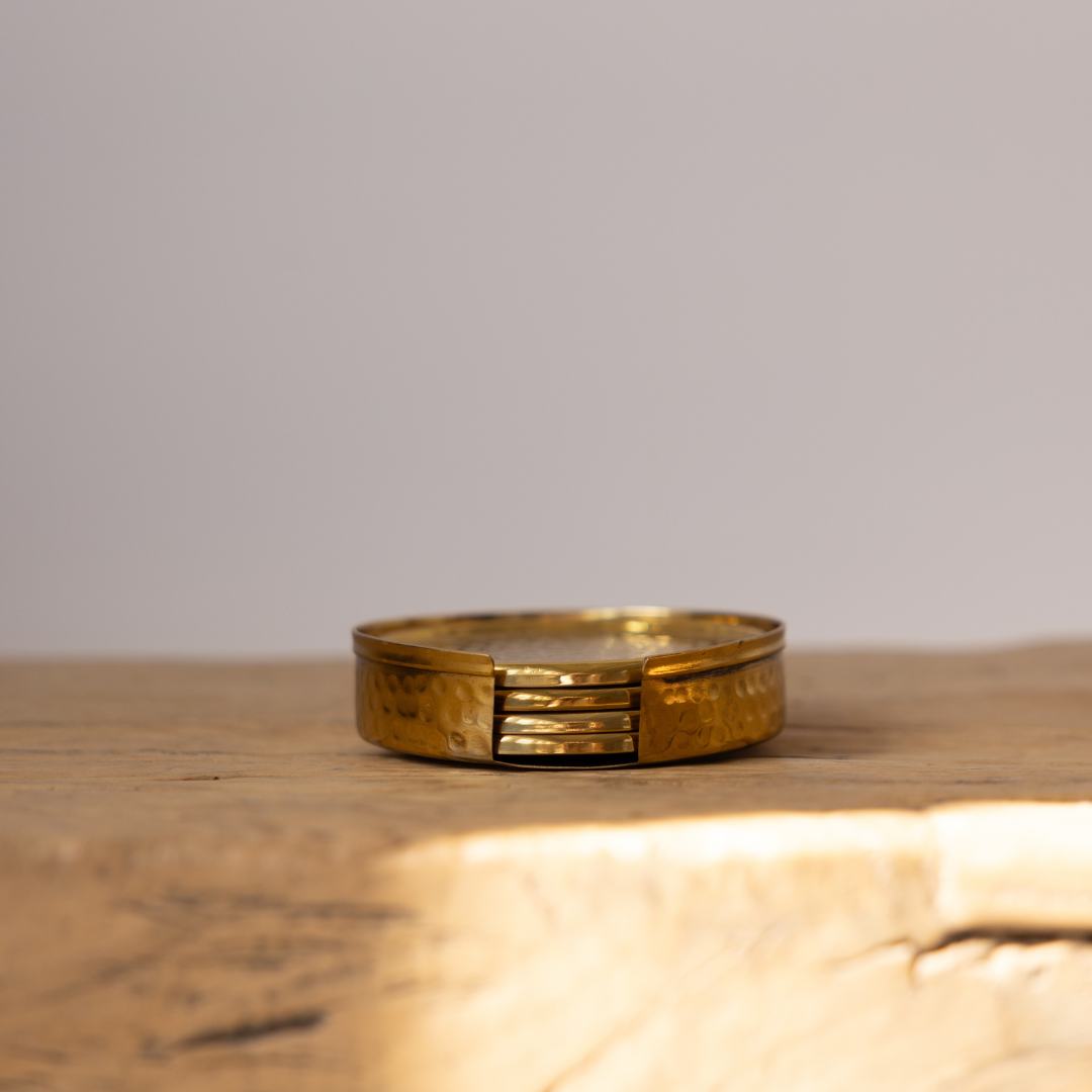 Hammered Brass Coasters Set | By Luxe B Co 