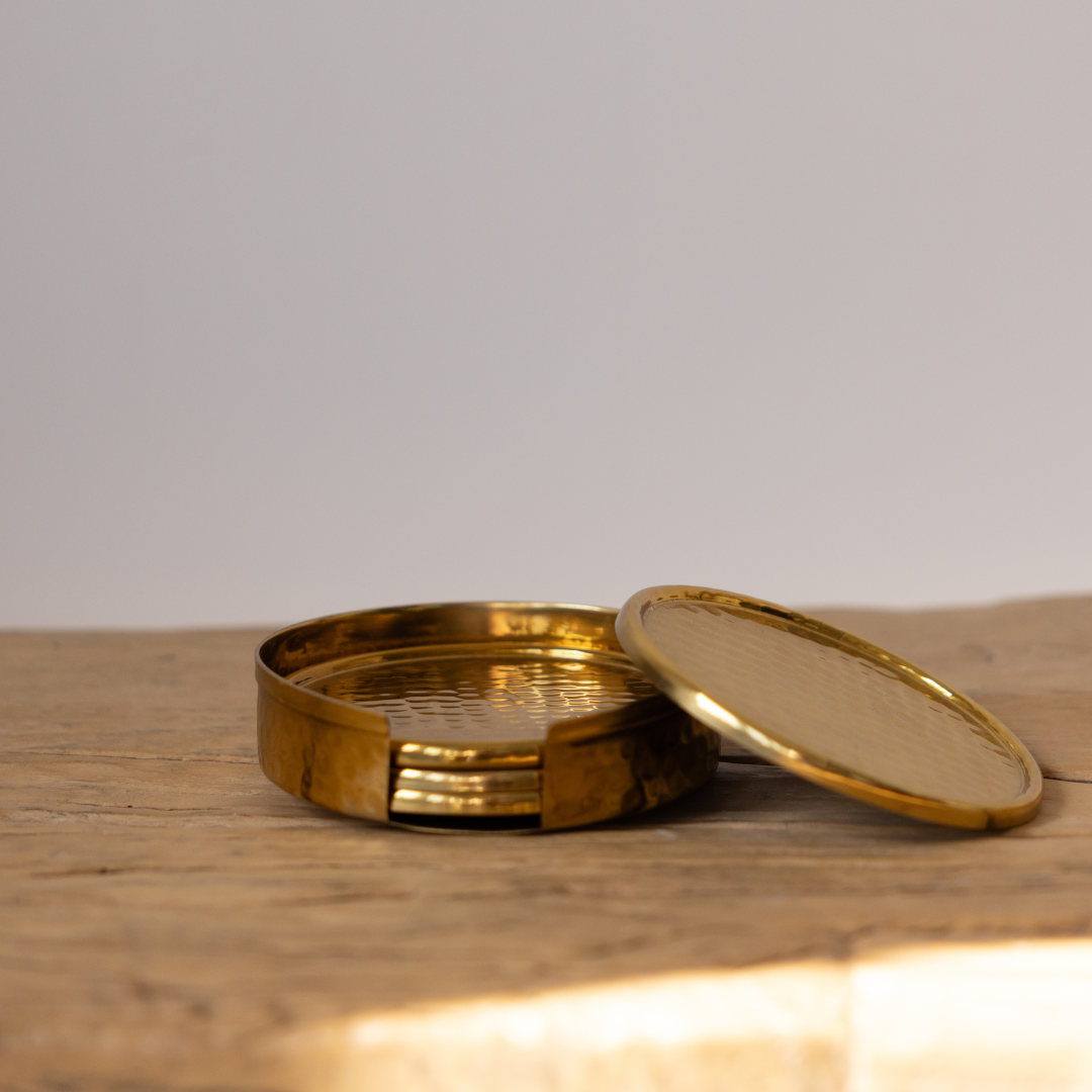 Hammered Brass Coasters Set | By Luxe B Co 