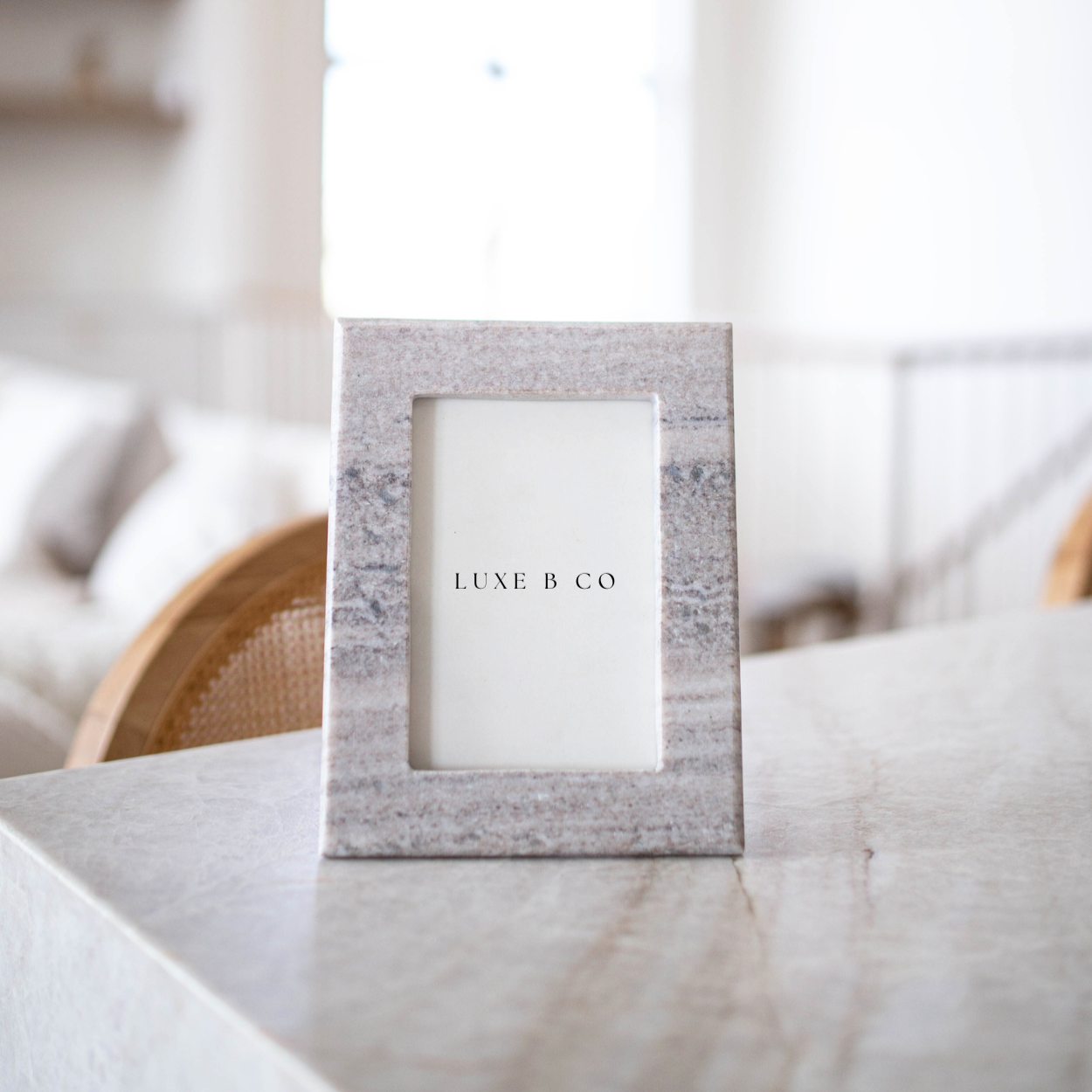Hand Cut Beige Marble Photo Frame | By Luxe B Co. 