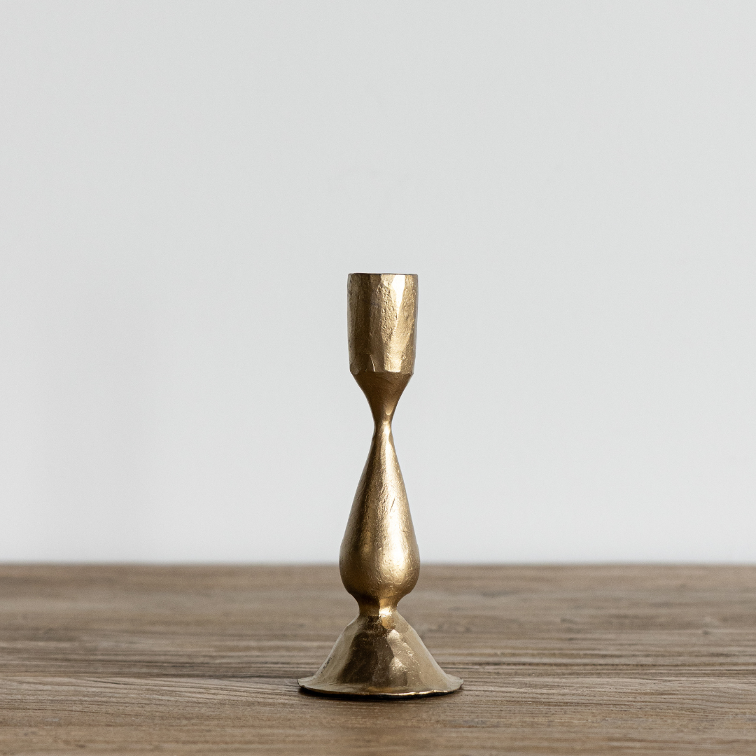 Hand Forged Gold Taper Candle Holder | By Luxe B Co.